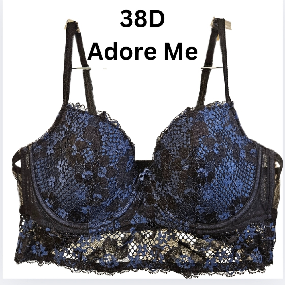 Adore Me Black and Blue Lace Bra